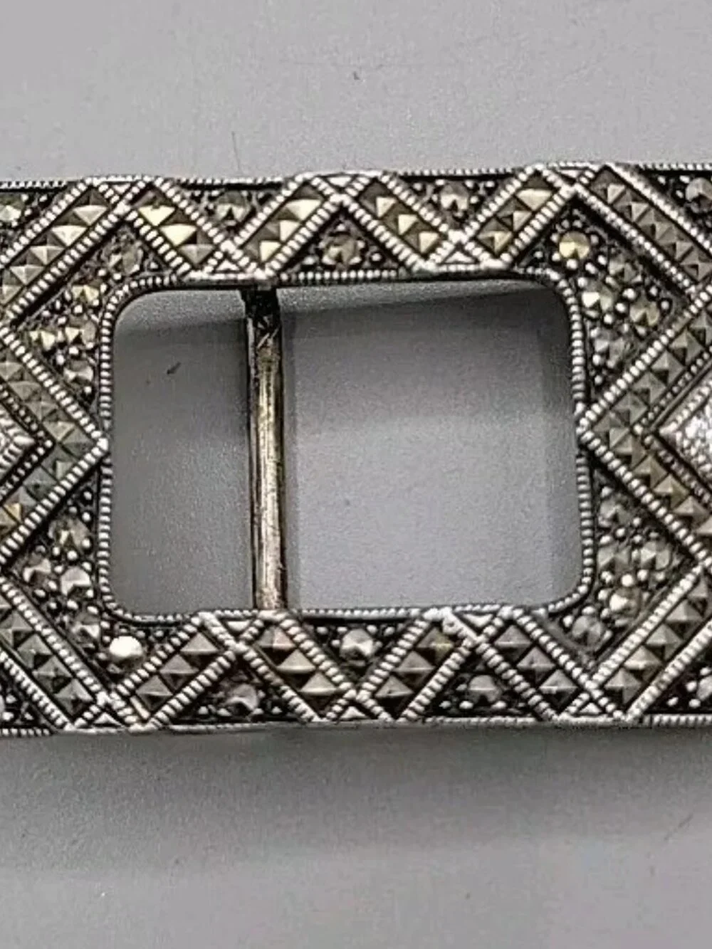 JJ Sterling Silver Judith Jack Belt Buckle 925 Rhinestone Marcasite Jeweled